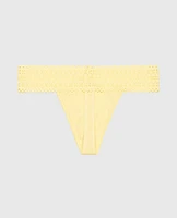 Thong Panty with Lace Trim Mellow Yellow