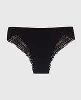 Cheeky Panty with Lace Trim Tuxedo Black