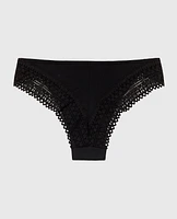 Cheeky Panty with Lace Trim Tuxedo Black