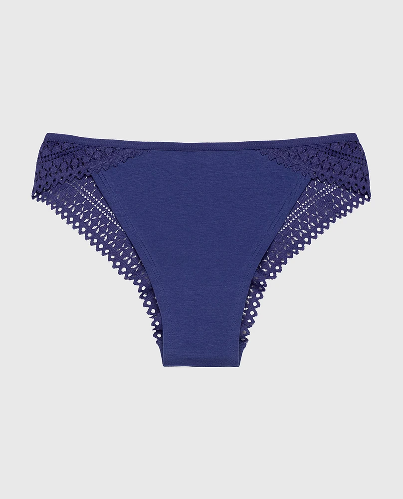 Cheeky Panty with Lace Trim Dusk Blue
