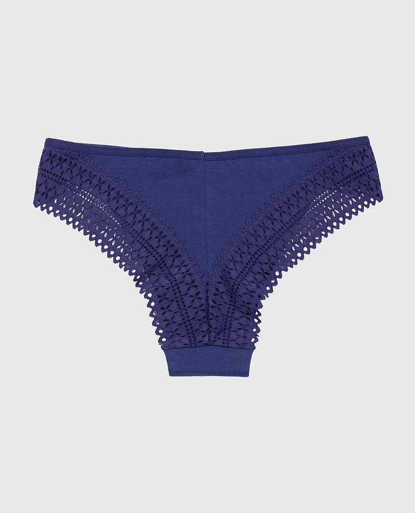 Cheeky Panty with Lace Trim Dusk Blue