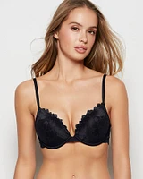 Up 2 Cup Lace Push Bra Tuxedo Black
