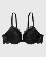 Up 2 Cup Lace Push Bra Tuxedo Black