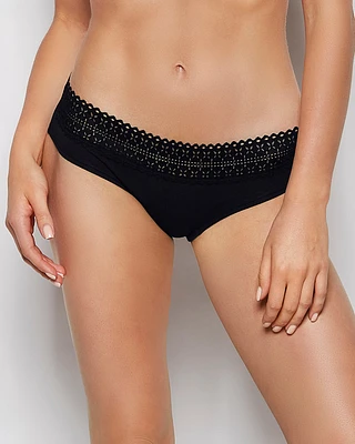 Hipster Panty with Lace Trim Tuxedo Black