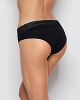 Hipster Panty with Lace Trim Tuxedo Black