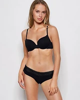 Hipster Panty with Lace Trim Tuxedo Black