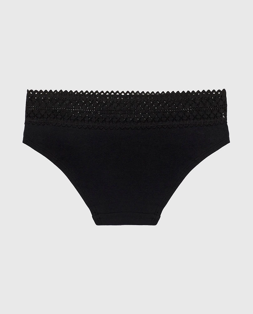 Hipster Panty with Lace Trim Tuxedo Black