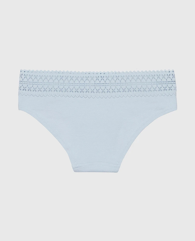 Hipster Panty with Lace Trim Subdued Blue
