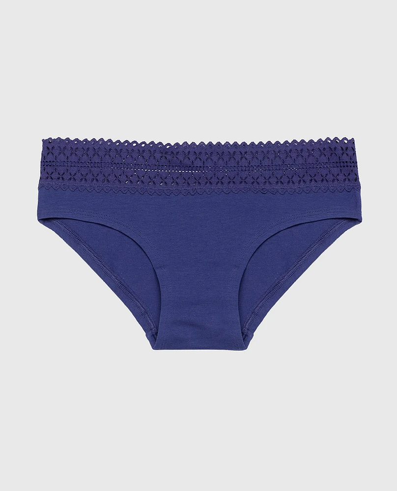 Hipster Panty with Lace Trim Dusk Blue