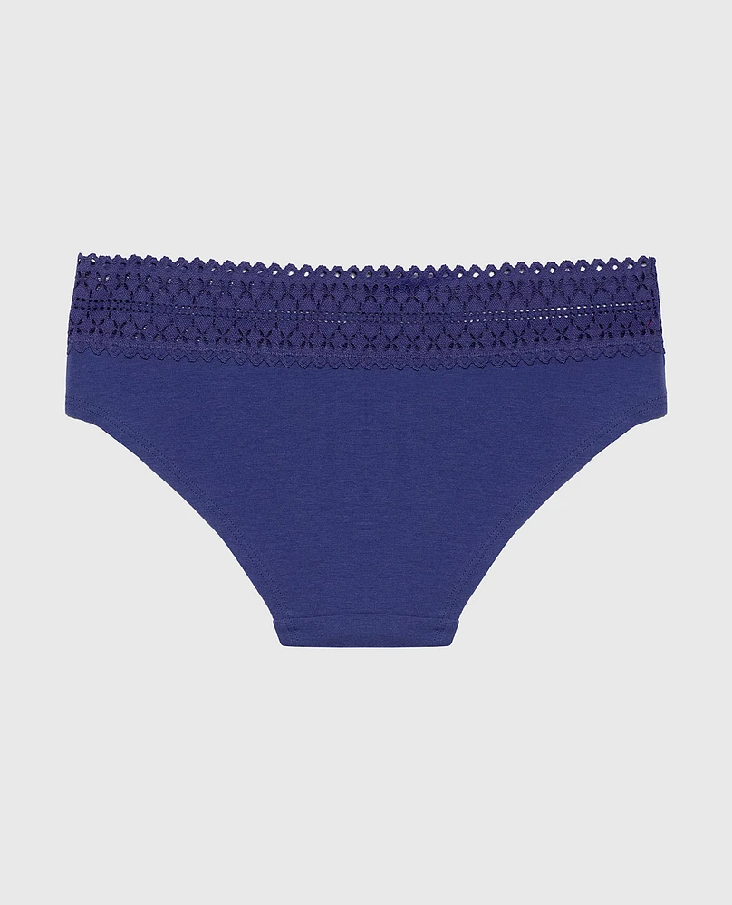 Hipster Panty with Lace Trim Dusk Blue