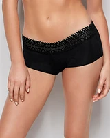 Boyshort Panty with Lace Trim Tuxedo Black