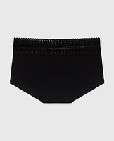 Boyshort Panty with Lace Trim Tuxedo Black