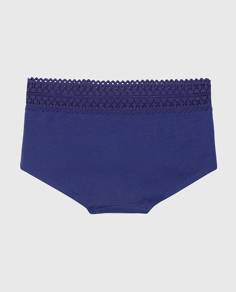 Boyshort Panty with Lace Trim Dusk Blue
