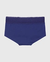 Boyshort Panty with Lace Trim Dusk Blue
