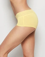 Boyshort Panty with Lace Trim Mellow Yellow