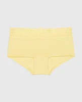 Boyshort Panty with Lace Trim Mellow Yellow