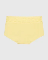 Boyshort Panty with Lace Trim Mellow Yellow