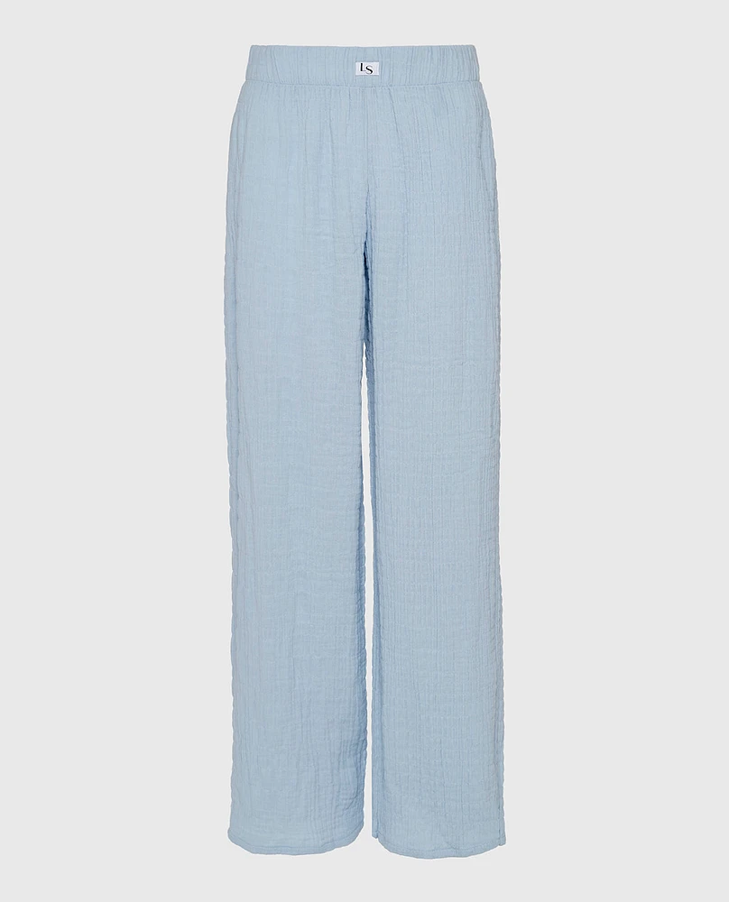 Textured Pajama Pants Subdued Blue