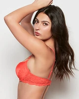 Soutien-gorge pigeonnant avec côté en dentelle orange éclatant