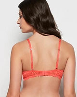 Soutien-gorge pigeonnant avec côté en dentelle orange éclatant