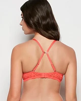 Soutien-gorge pigeonnant avec côté en dentelle orange éclatant