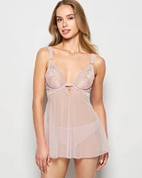 Unlined Shimmer Babydoll Iced Lilac