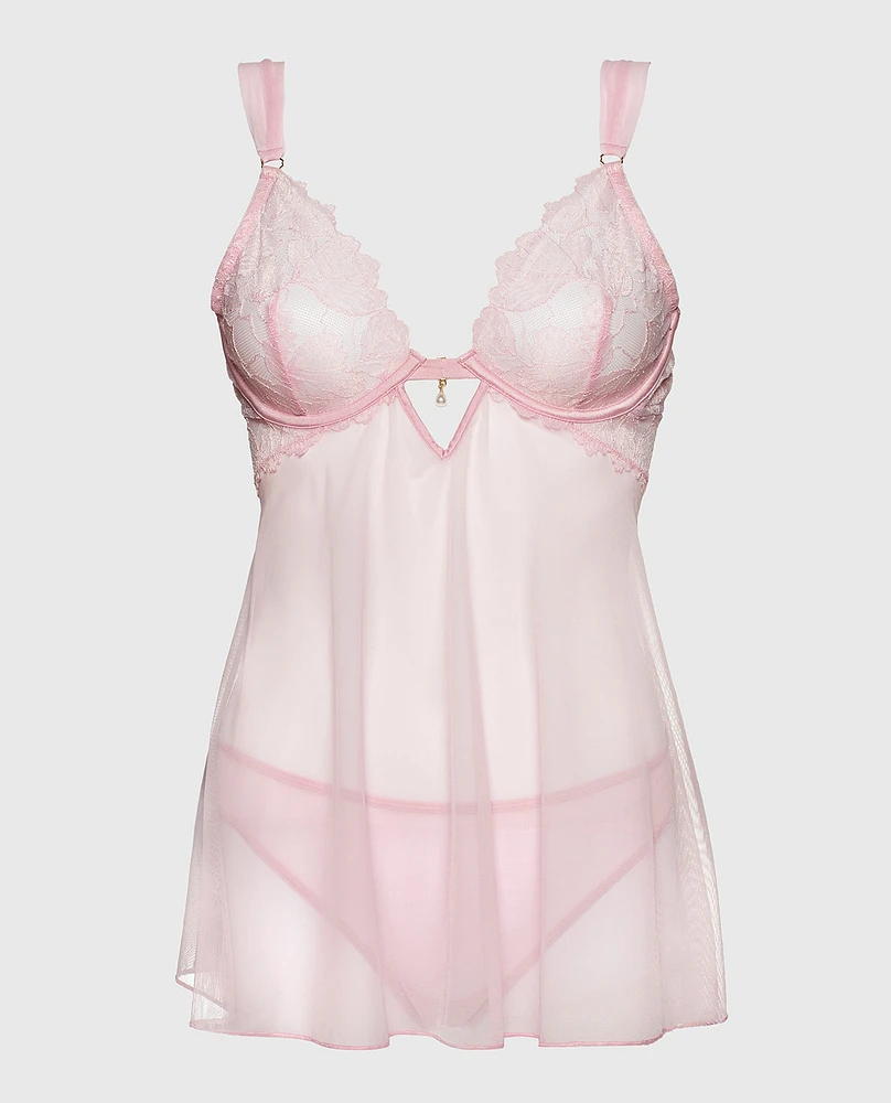 Unlined Shimmer Babydoll Iced Lilac