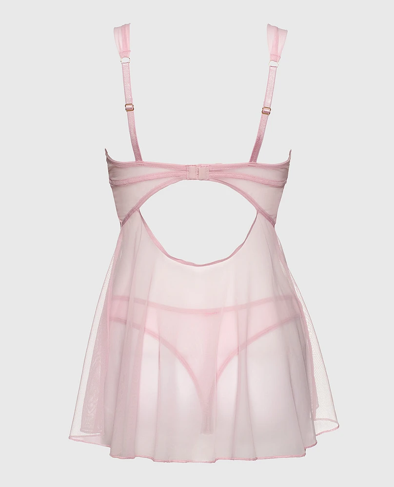 Unlined Shimmer Babydoll Iced Lilac