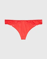 Thong Panty with Lace Micro Trim Tart Berry