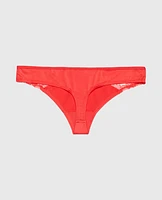 Thong Panty with Lace Micro Trim Tart Berry
