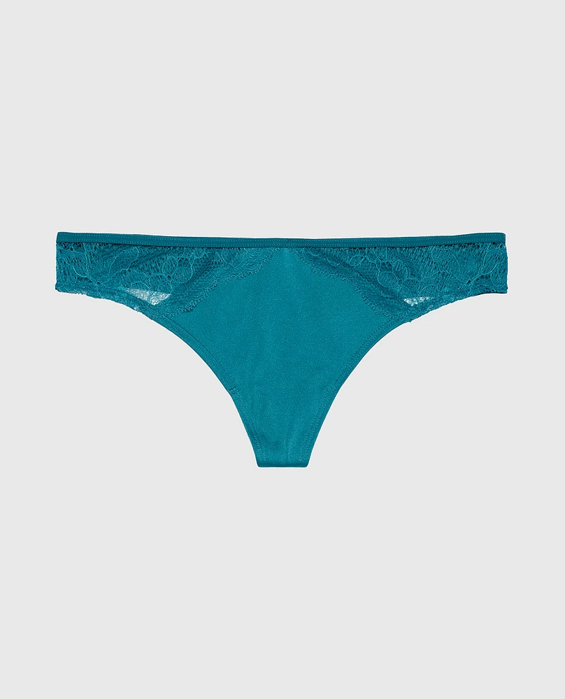 Thong Panty with Lace Micro Trim Exotic Nights