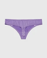 Thong Panty with Lace Micro Trim Paisley Purple