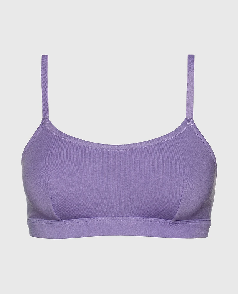 Cotton Scoop Bralette Paisley Purple