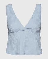 Textured Pajama Tank Subdued Blue