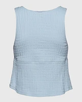 Textured Pajama Tank Subdued Blue