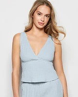 Textured Pajama Tank Subdued Blue