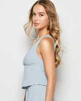 Textured Pajama Tank Subdued Blue