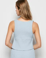Textured Pajama Tank Subdued Blue