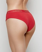 Hipster Panty with Logo Band in Cosmo Red