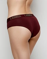 Hipster Panty with Logo Band in Red Wine