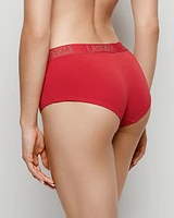 Boyshort Panty with Logo Band in Cosmo Red