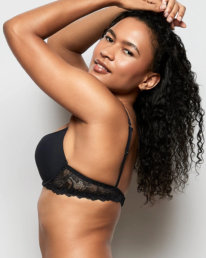 Push Up Bra with Lace Wing Black