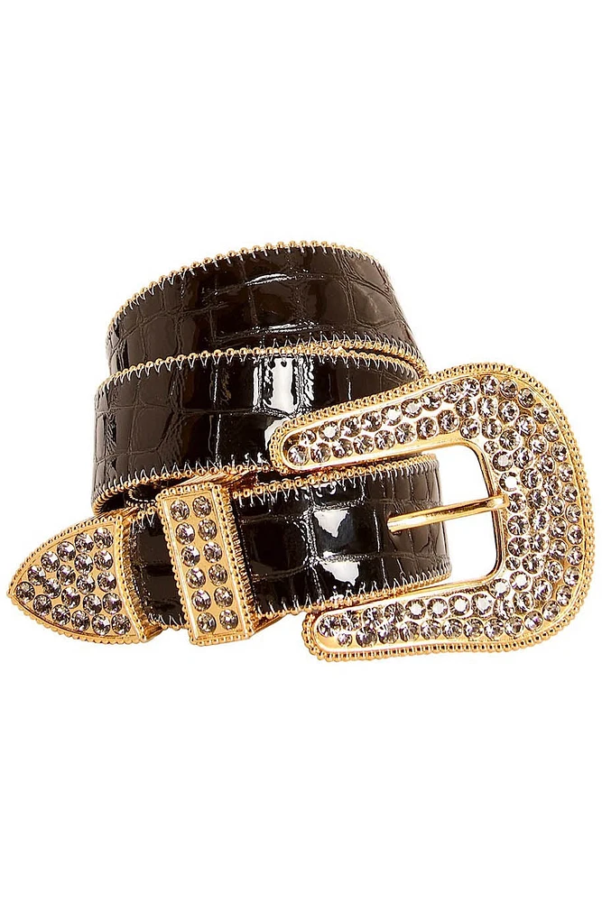 ROBIN'S JEAN CRYSTAL BELT BLACK WITH BLK DIAMOND CRYSTALS