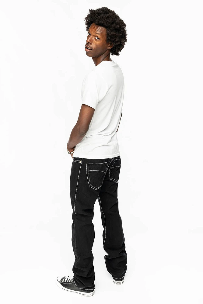HEAVY STITCH JEANS PURE BLACK WITH WHITE CONTRAST