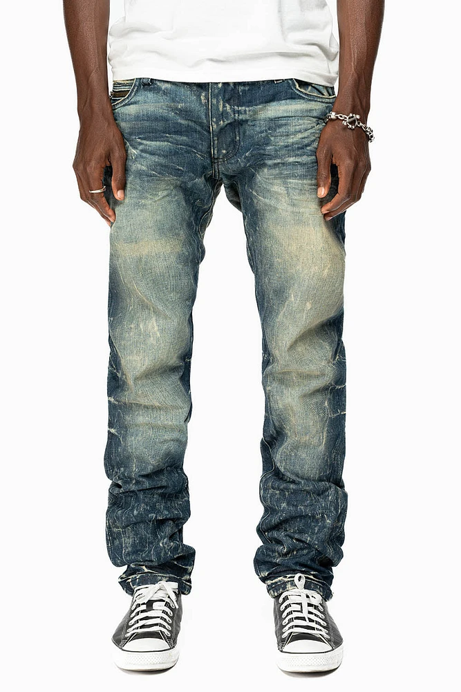 MINI FLAP MENS SLIM JEANS BLUE 4D DARK WASH WITH CRYSTALS AND SPIKE