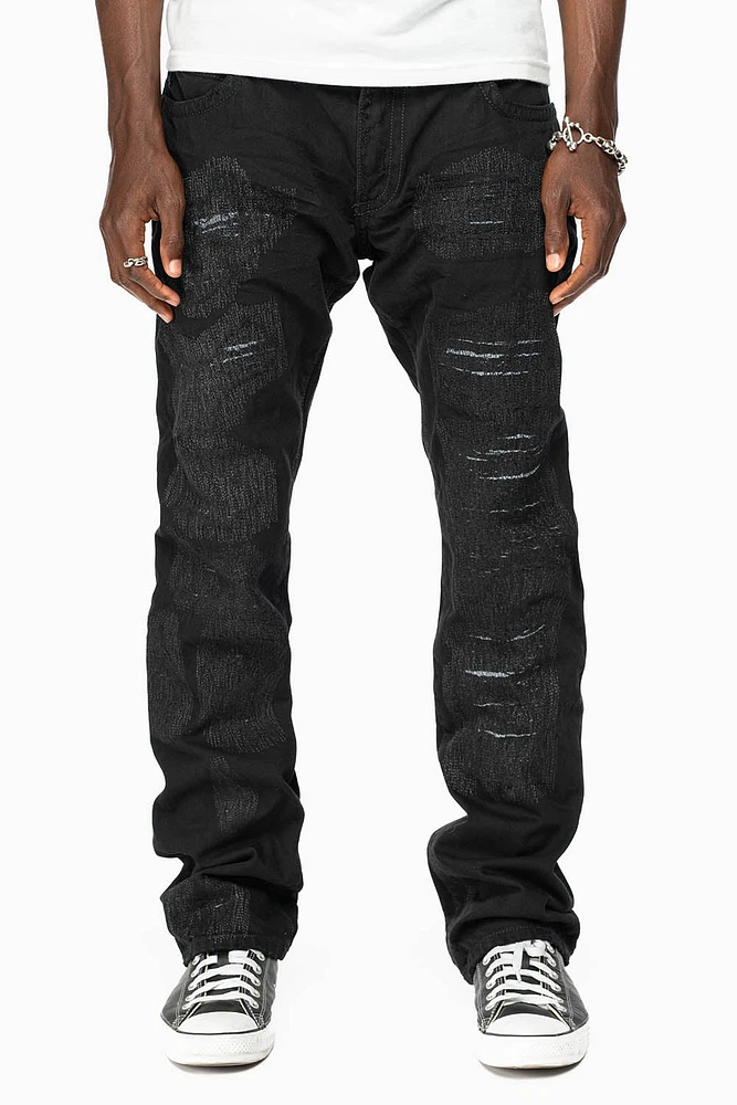 ROBIN'S LIMITED EDITION REPAIRED JEANS BLACK WASH WITH DIAMOND AND JET CRYSTALS