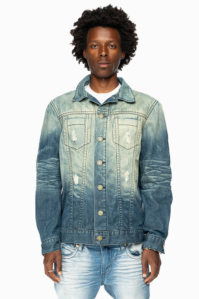 MENS DENIM JACKET ALBANY DARK BROKEN