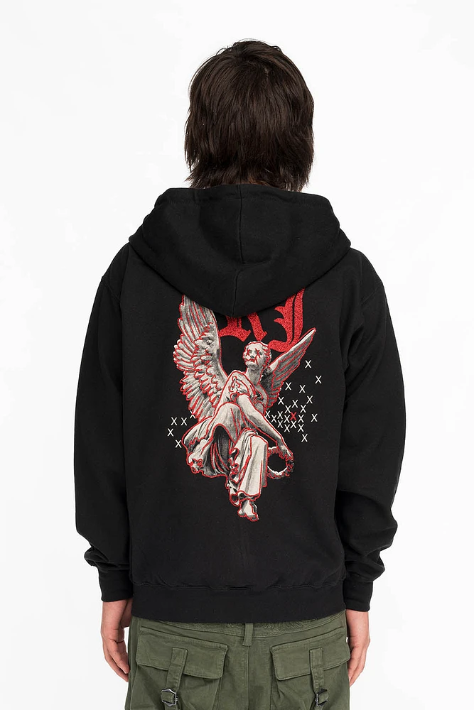 NEON ANGEL MENS PULLOVER HOODIE BLACK