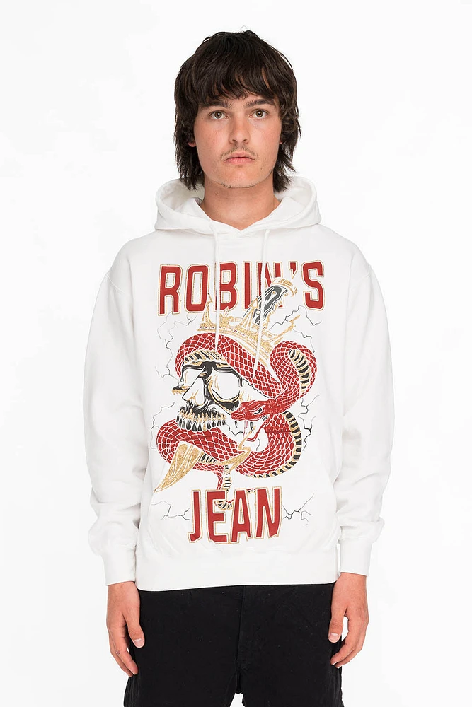 ROBIN'S SNAKE SKULL PULLOVER HOODIE WHITE
