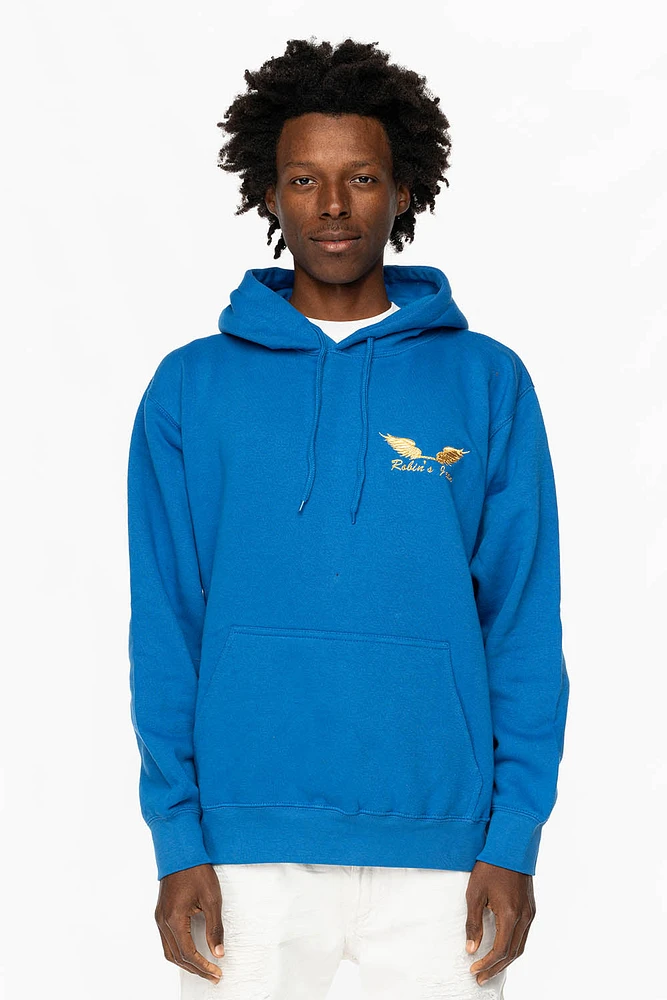 PULLOVER HOODIE ROYAL BLUE WITH GOLD WINGS EMBROIDERY